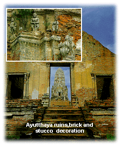 Ayutthaya ruins, brick and stucco decoration