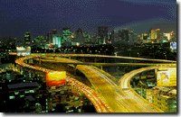 Highway in Bangkok at night.