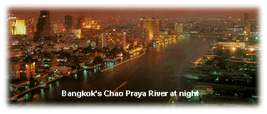 Bangkok's Chao Praya River at night.