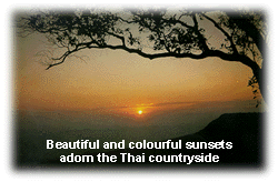 Beautiful and colourful sunsets adorn the Thai countryside.