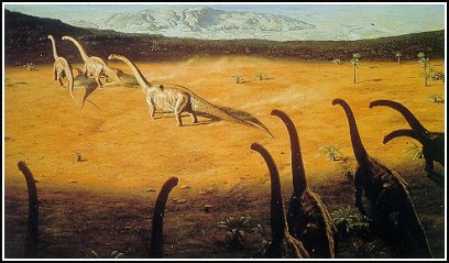 Herd of Saurpod dinosaurs.
